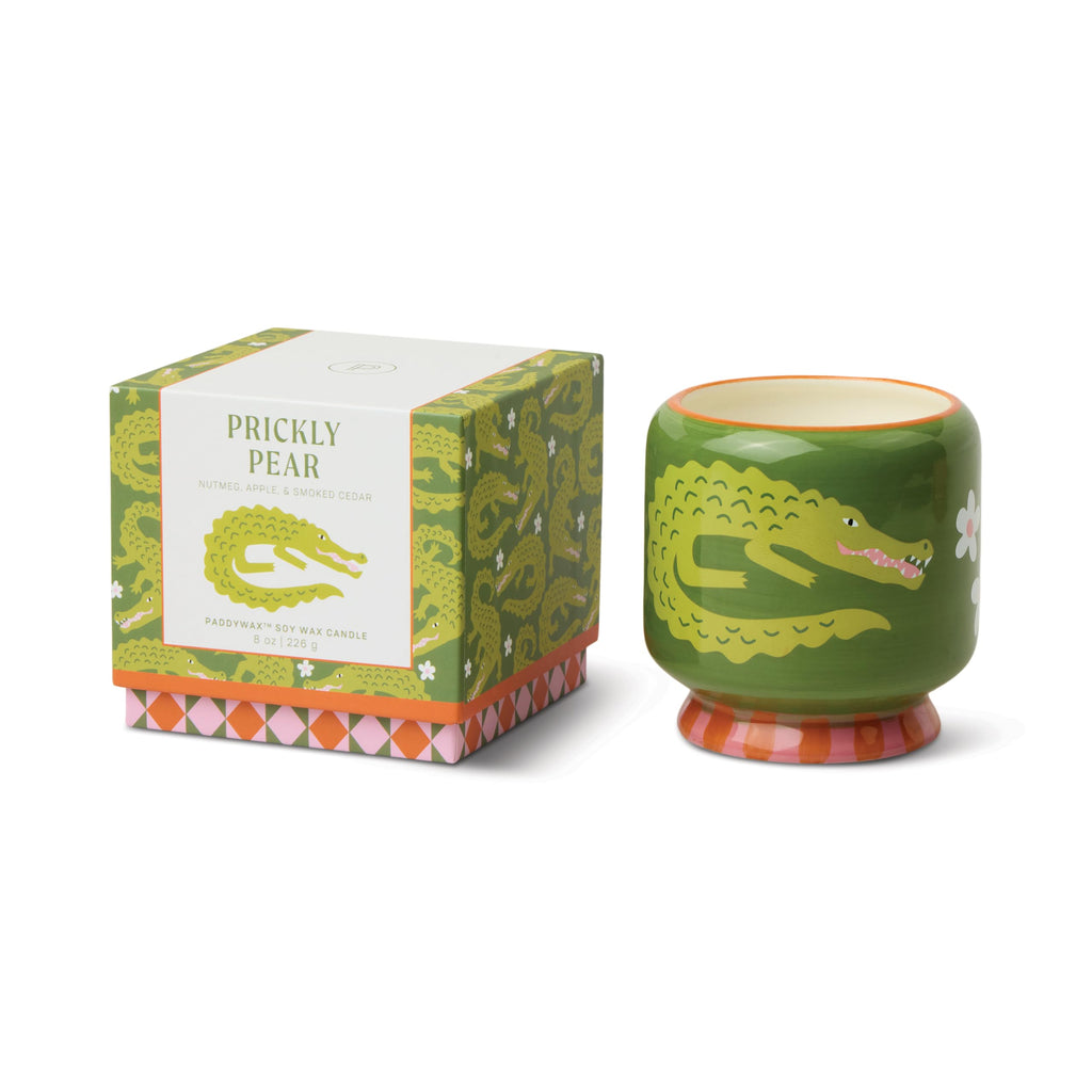 A  Dopo  8oz/226g  Crocodile  Ceramic  Candle  - Prickly Pear