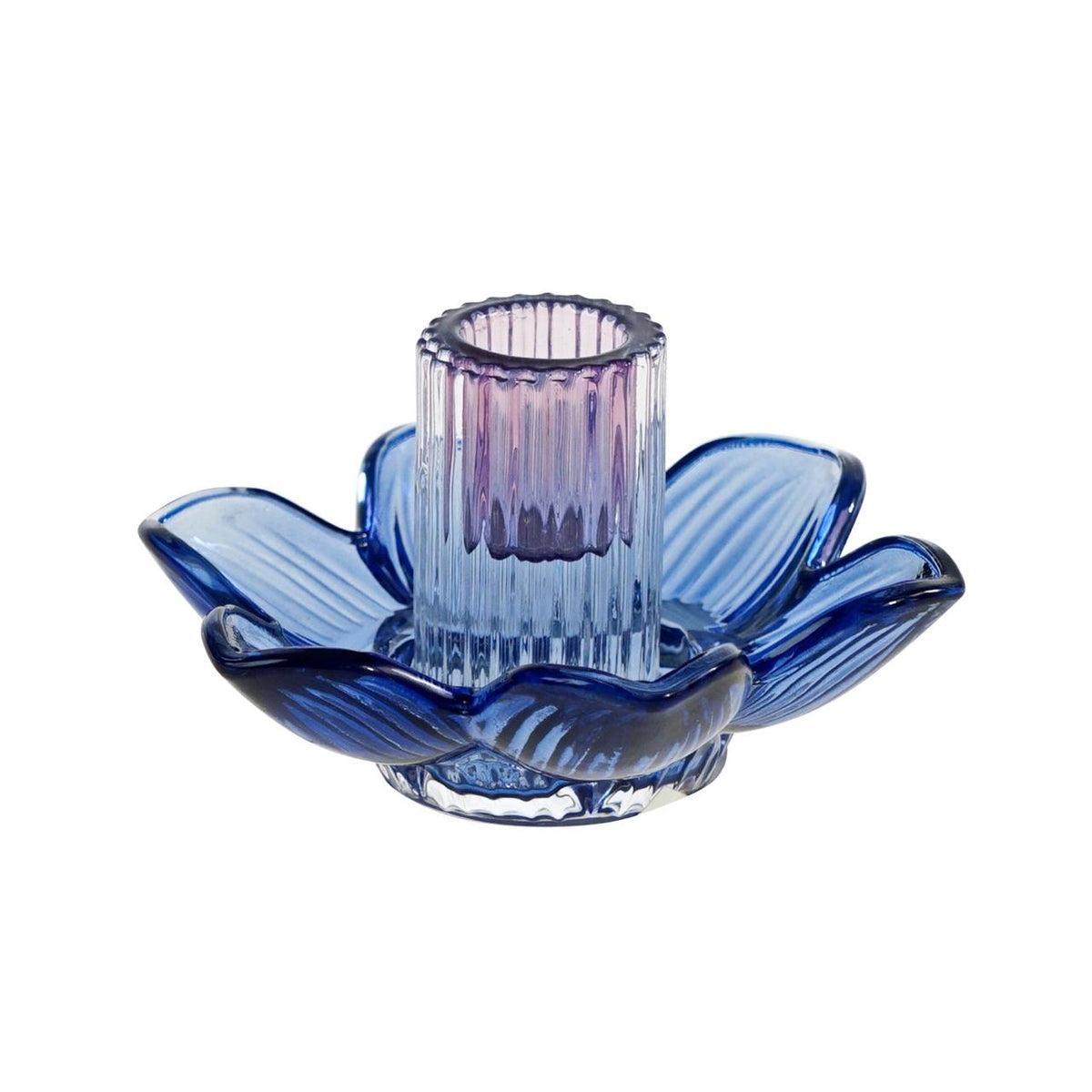 Candle holder Flower, blue,
glass, 12x7 cm