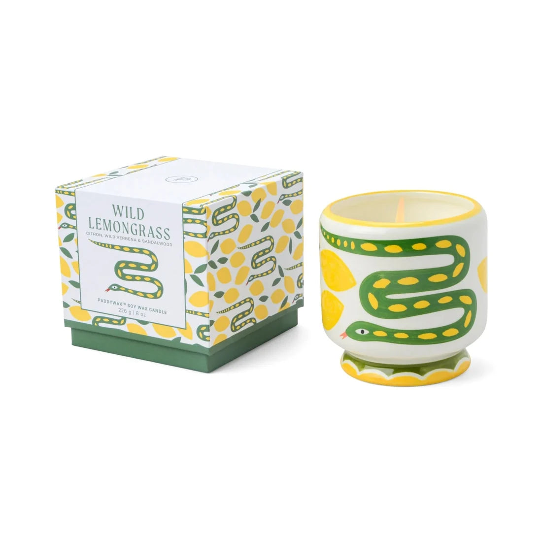 A Dopo 8oz./226g Snake Ceramic Candle - Wild Lemongrass