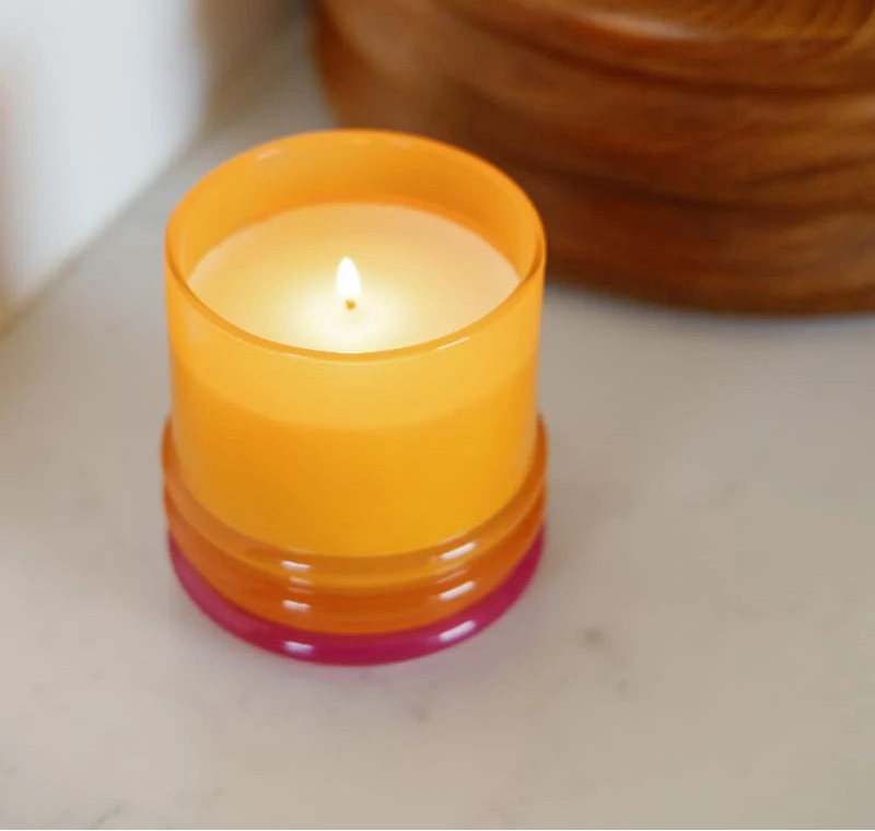 Stacked 7oz/198g Glass Candle Orange and Hot Pink - Infrared Mango