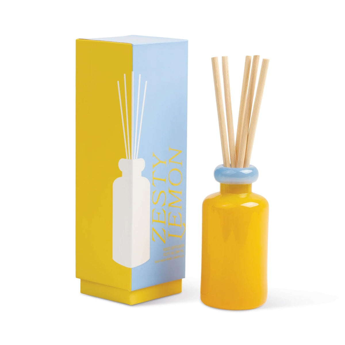 Stacked 3.2fl oz./94ml Glass Diffuser Yellow and Blue - Zesty Lemon