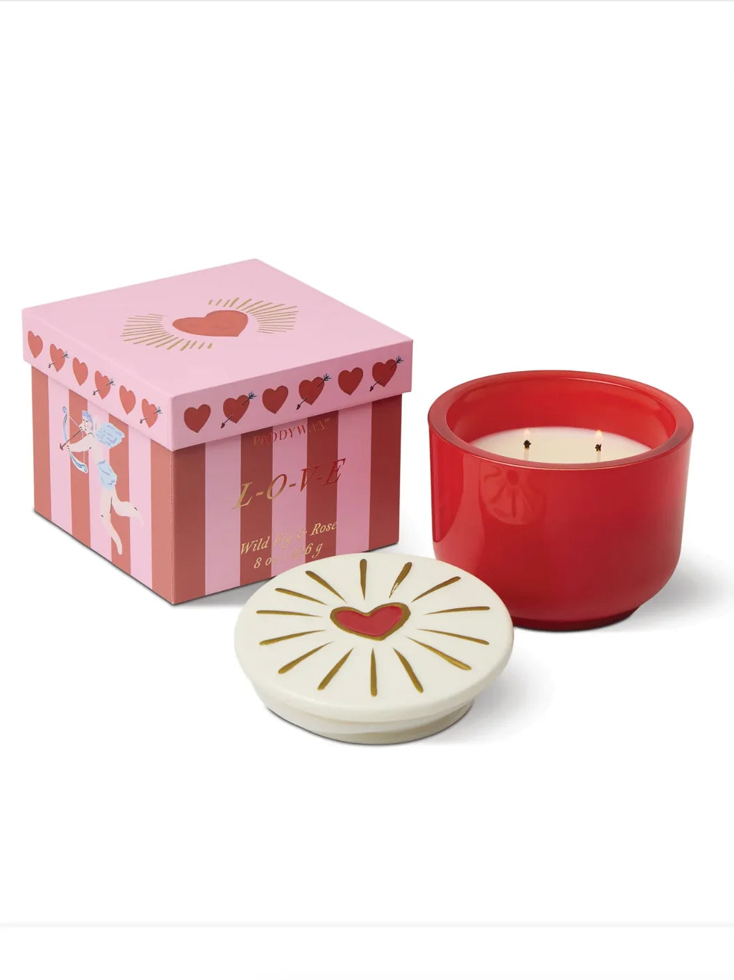 Charmed 8oz/226g Red Glass Candle with Heart Ceramic Lid - Wild Fig & Rose