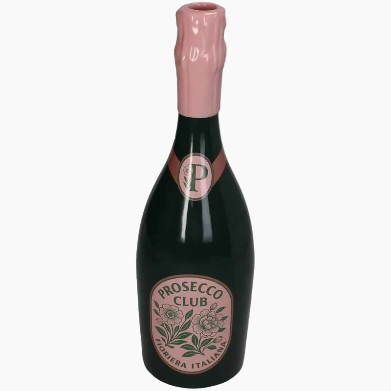 Vase Prosecco Bottle Earthenware Green 9.8x9.8x32cm