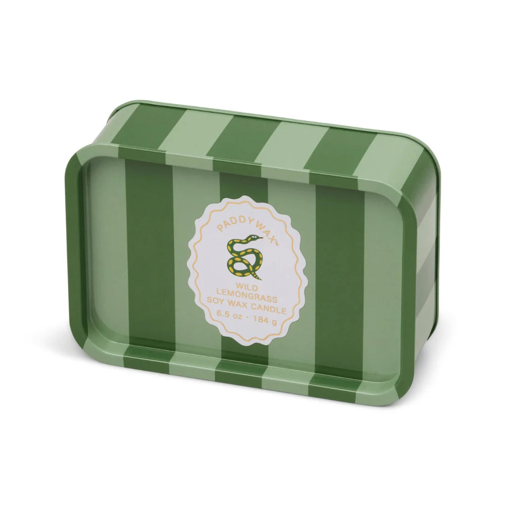 A Dopo 6oz/184g Snake Printed Tin Candle - Wild Lemongrass