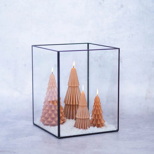 3D Ochre Christams Tree Candle 20cm